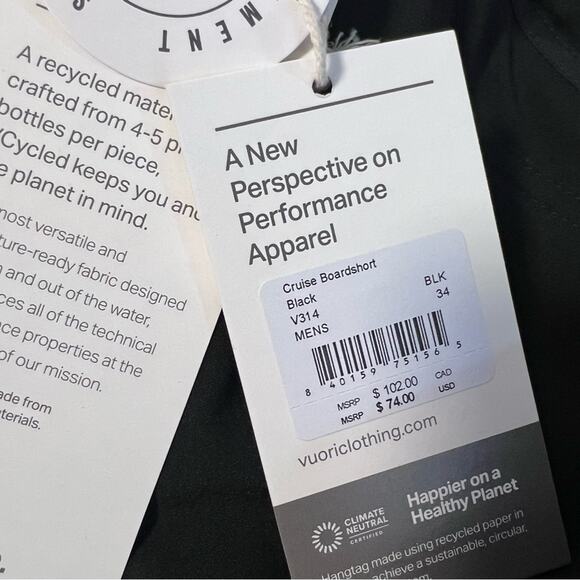 NEW Vuori Cruise Boardshort in Black sz 34 - Picture 8 of 8